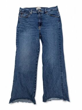 Etica Wide Leg Jeans Women 32 Cropped Raw Hem‎ High Rise Flare Denim